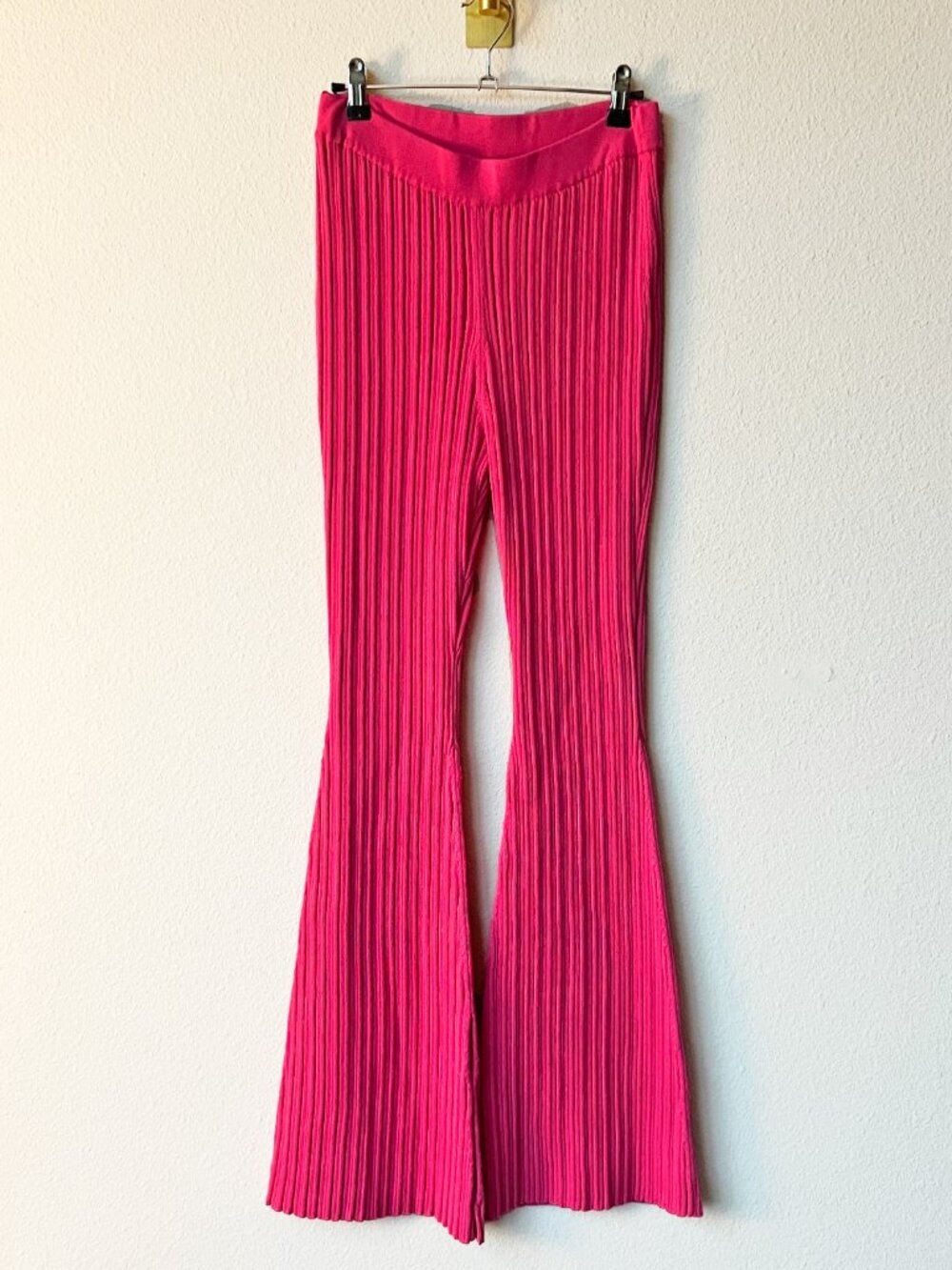 Adam Lippes Pink Ribbed High Waisted Pants Size M - Picture 3 of 5